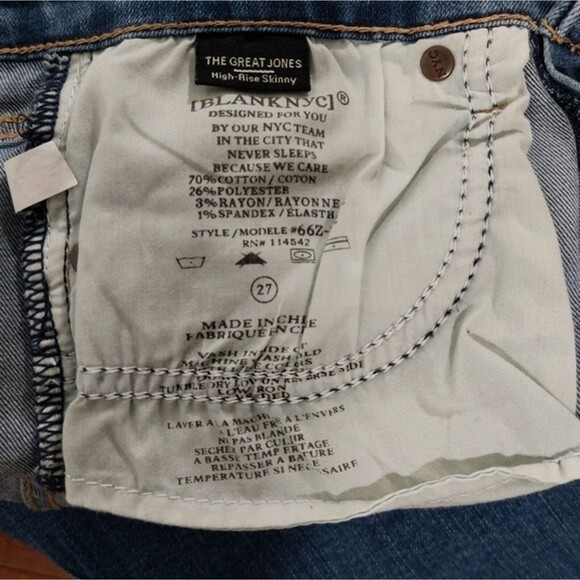 Blank NYC The Great Jones High Rise Skinny Jeans Blue Light Wash Denim Size 27 - Picture 9 of 9